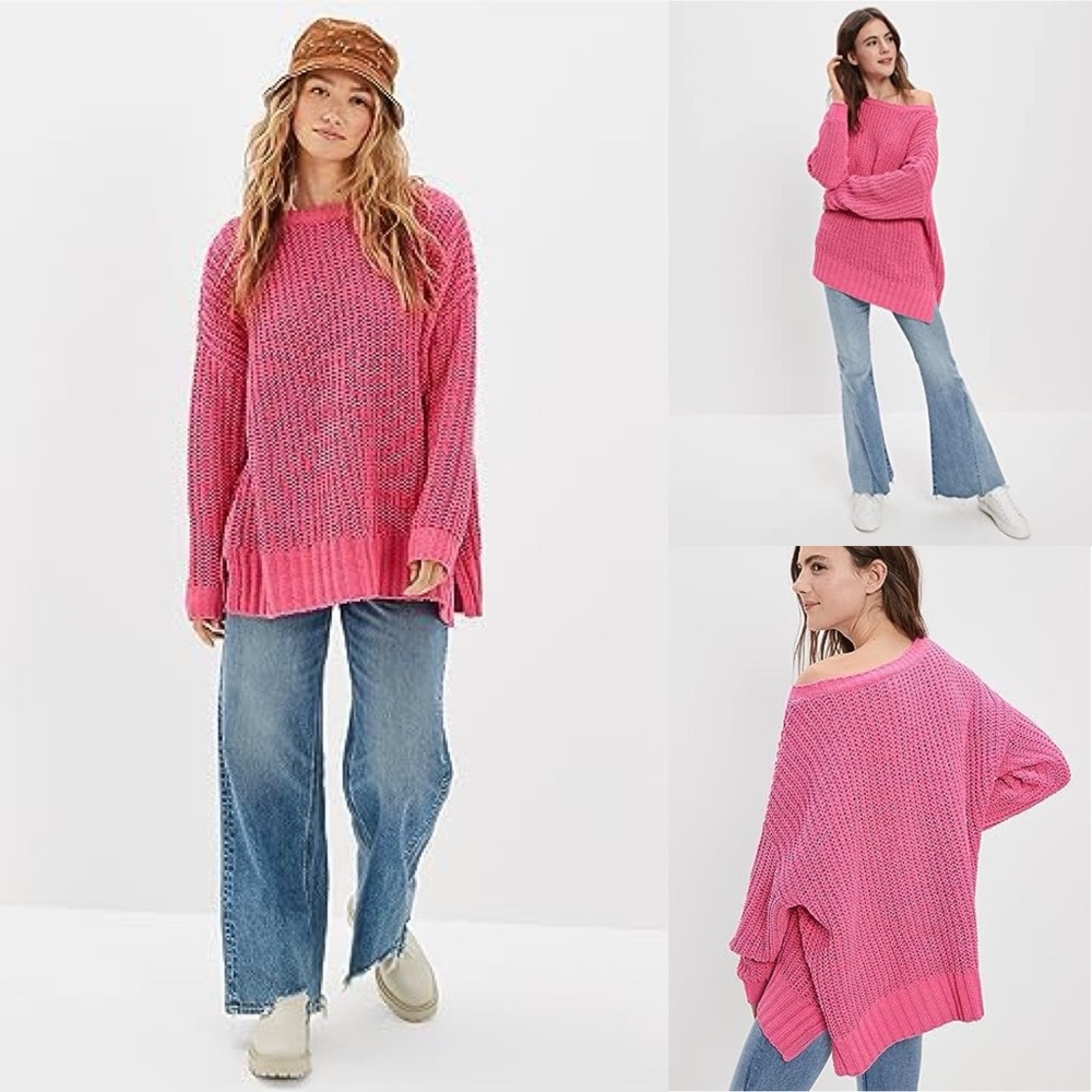 American Eagle Slouchy Barbiecore Fairy Y2K Sweater Top Shirt Size Small Pink
